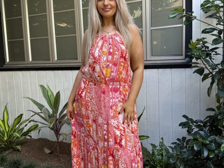 Calypso Maxi Dress - Pink Print on Sale