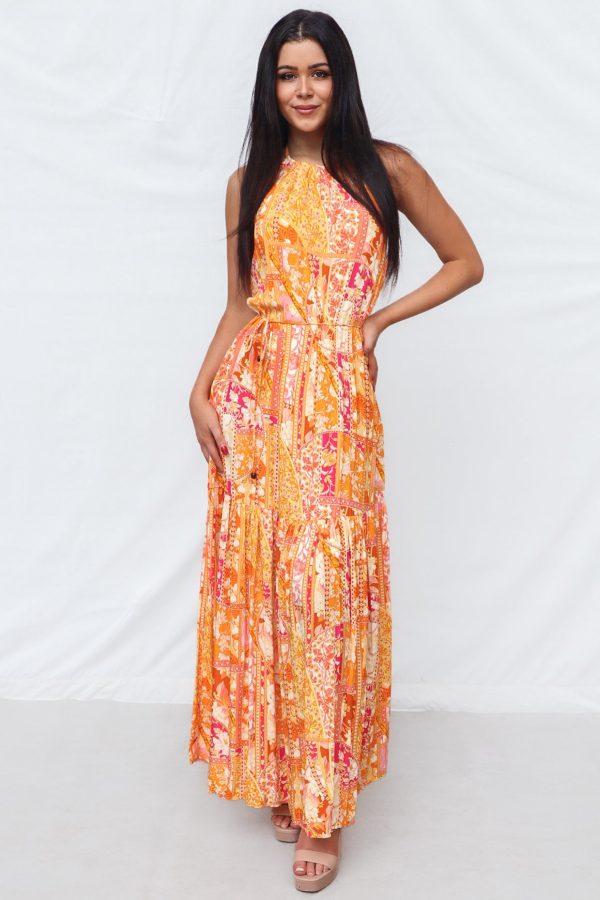 Calypso Maxi Dress - Orange Print For Discount