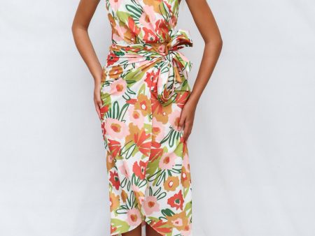 Mawson Midi Dress - Orange Multi Print For Cheap