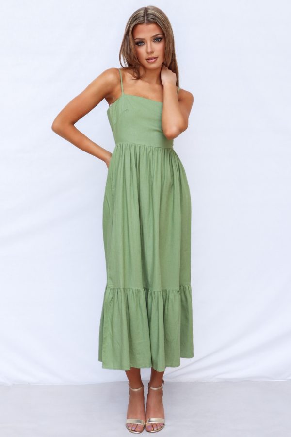 Astra Midi Dress - Olive For Cheap