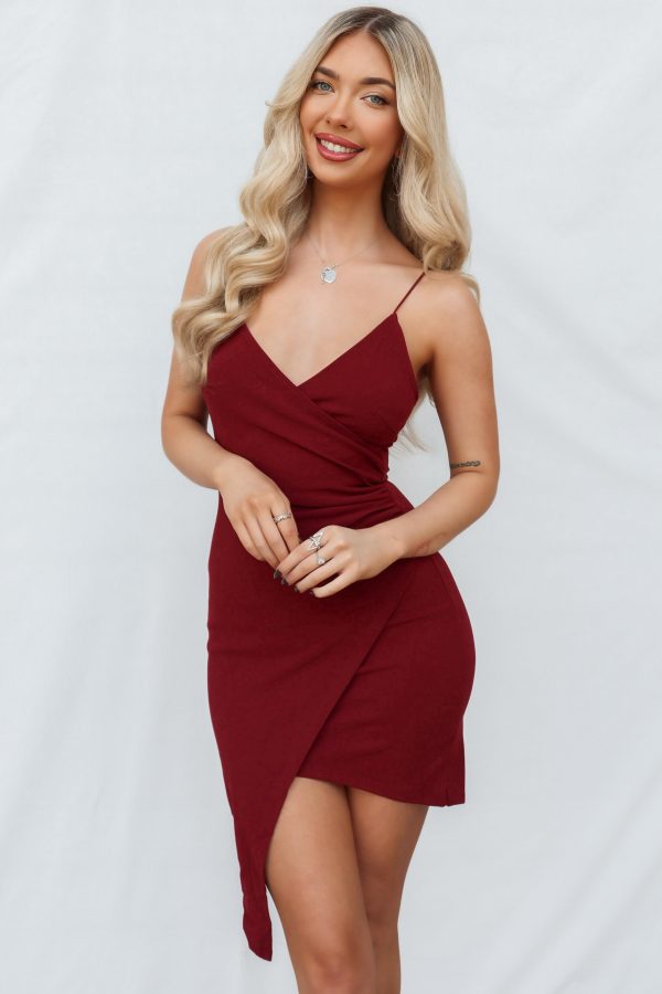 Jordyn Bodycon Dress - Wine For Sale