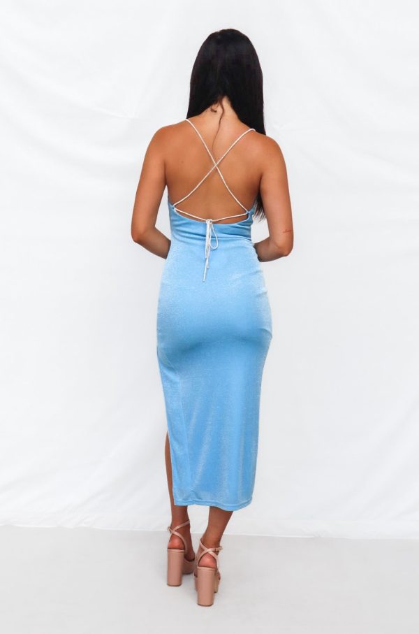 Marzia Maxi Dress - Blue Shimmer Discount