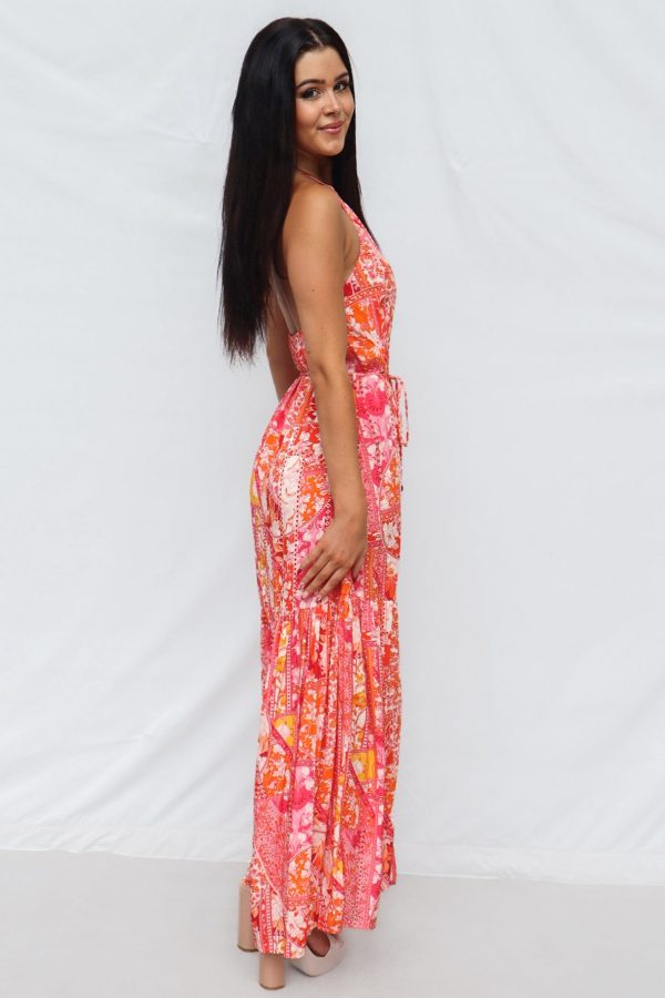 Calypso Maxi Dress - Pink Print on Sale