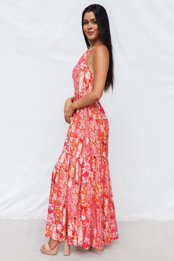 Calypso Maxi Dress - Pink Print on Sale