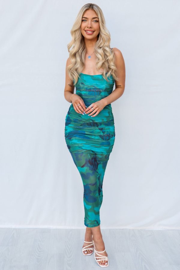 Neo Midi Dress - Green Multi Online Hot Sale