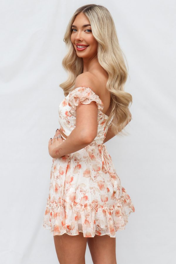 Monet Mini Dress - Peach Floral Fashion