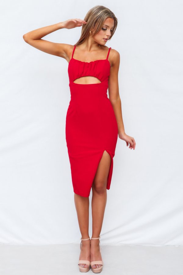 Alyza Midi Dress - Red Fashion