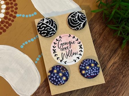 *23mm Indigenous Button Earrings Discount