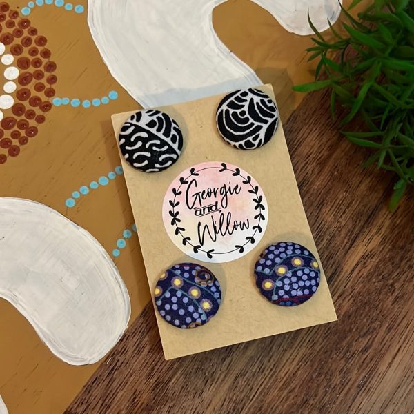 *23mm Indigenous Button Earrings Discount