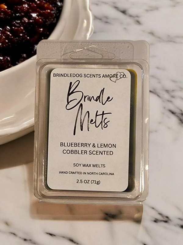 Brindle Melts 2.5 oz Soy Wax Melts Blueberry & Lemon Cobbler Scented Fashion