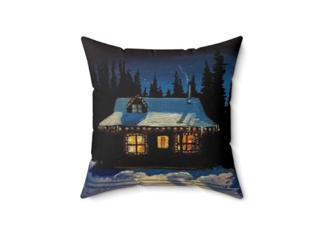 Christmas Cabin Faux Suede Square Pillow Case Discount