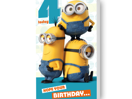 Minions Movie Age 4 Birthday Card on Sale