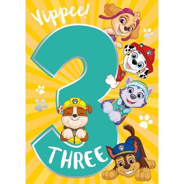 Paw Patrol Age 3 Birthday Card For Cheap