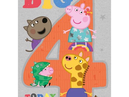 Peppa Pig Age 4 Birthday Card on Sale