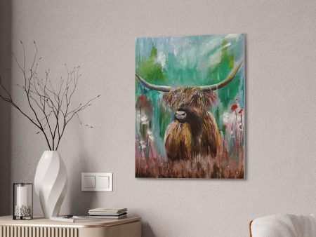 Impressionistic Highland Cow, Canvas Stretched For Sale