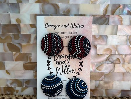 23mm Indigenous Fabric Button Earrings For Discount