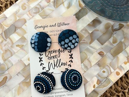 *23mm Indigenous Fabric Button Earrings Online