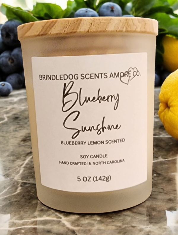 Blueberry Sunshine 5 oz Handcrafted Soy Candle Clear Frosted Jar Online