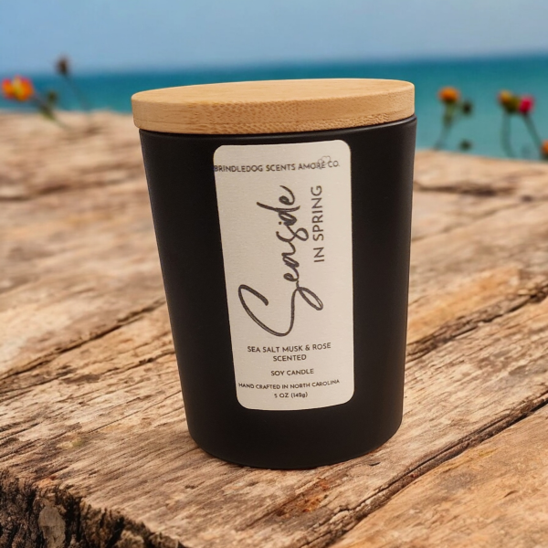 Seaside In Spring 5 oz Handcrafted Soy Candle Black Jar Fashion