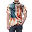 Distressed American Flag BTomak Art AOP Tshirt Hot on Sale