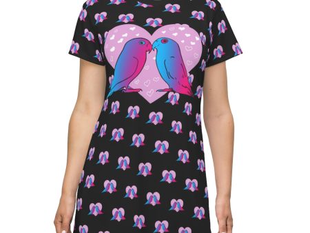 Lovers All Over Print T-Shirt Dress For Cheap