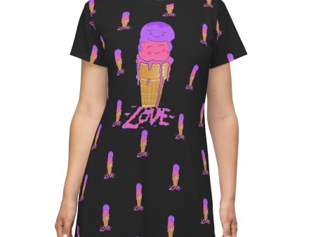 Scoops of Love All Over Print T-Shirt Dress Online now