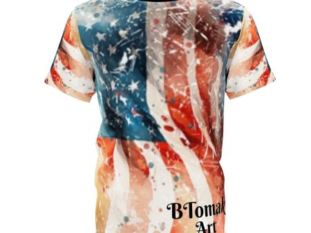 Distressed American Flag BTomak Art AOP Tshirt Hot on Sale