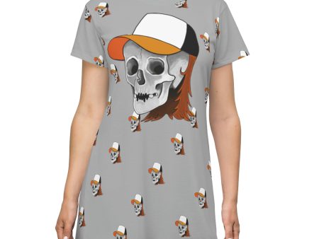 Skullet All Over Print T-Shirt Dress Online Hot Sale